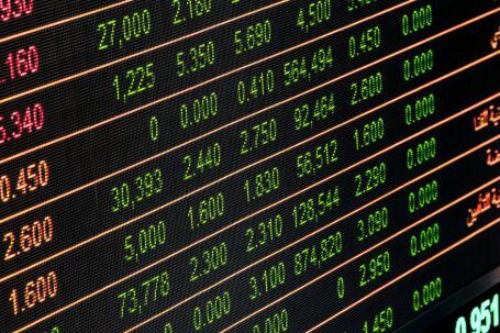 Stock Market: Trading Securities. - Numbers on Monitor
